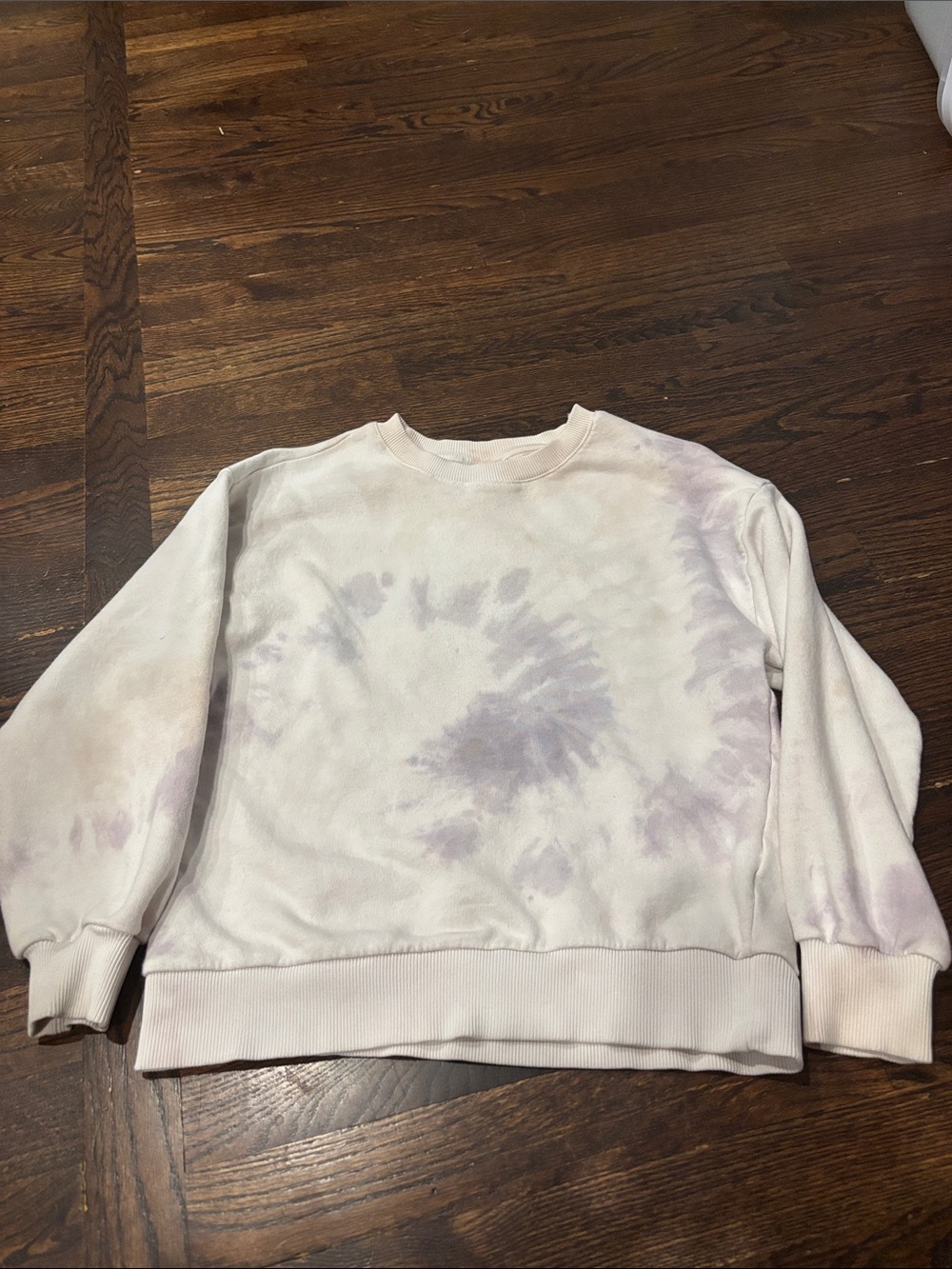 Zara Tie-Dye Crewneck Sweater in Soft Lavender and Cream